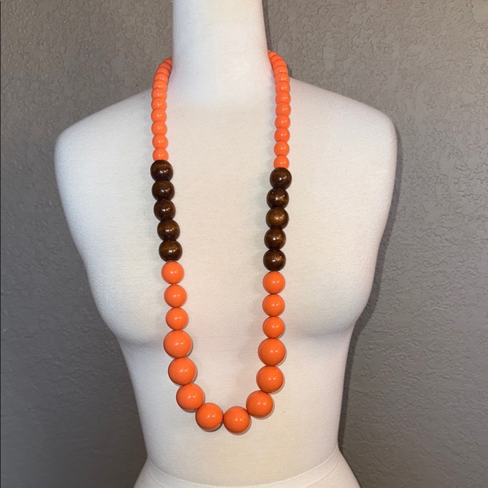 Vintage Orange and Brown Beaded Necklace